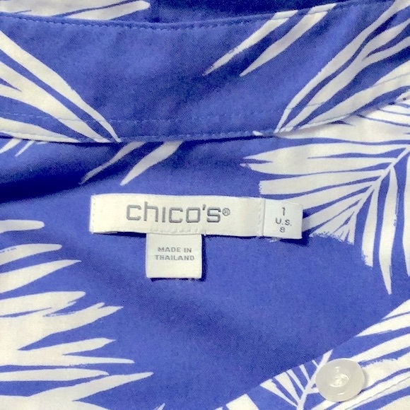 Chico’s No Iron Stretch 3/4 Sleeve Palms Shirt Chico’s Size 3 (Reg 16) - Picture 10 of 11